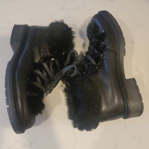 Vera Pelle genuine leather/rabbit fur boots, size 40, black, used